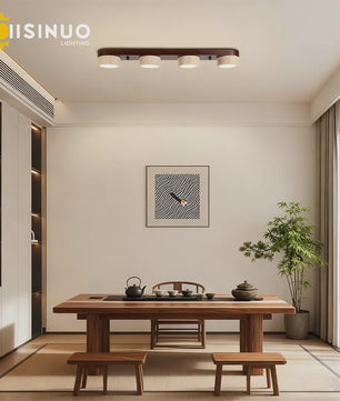 Wabi Sabi Plafondlamp van Travertin Natuursteen en Hout met LED