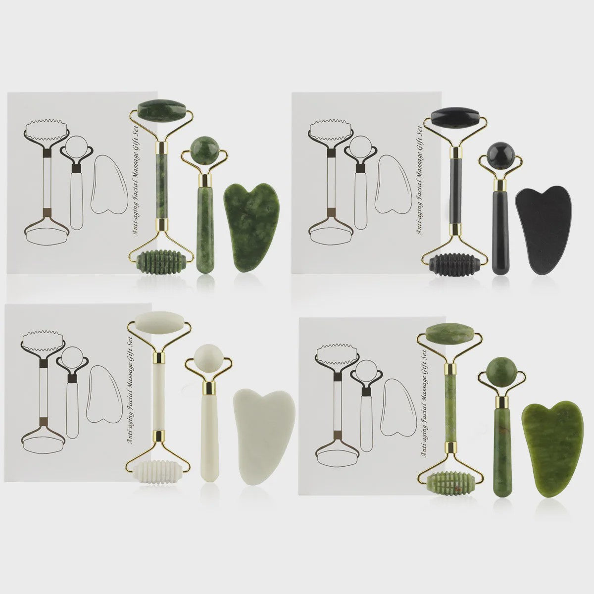3-in-1 Gezichtsroller & Gua Sha Set - Jade Roller, Oogroller & Gezichtsmassage Tools