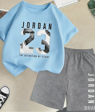 Kinder T-shirt en Short Set - Zomer Sportieve Mode met Grafische Print