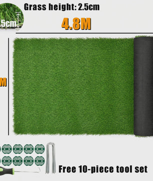 Kunstgras Mat 4.8M x 0.9M - Realistisch Dik Kunstgras met Drainage & Rubberen Backing