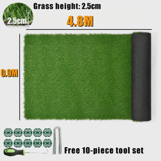 Kunstgras Mat 4.8M x 0.9M - Realistisch Dik Kunstgras met Drainage & Rubberen Backing