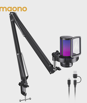 MAONO DGM20S USB Microfoon met RGB Verlichting en Ruisonderdrukking - Ideaal voor Streaming & Podcasts