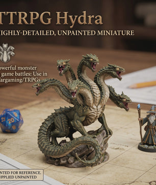 Ongeverfde Hydra Minifiguur - TTRPG, Wargame & Decoratie