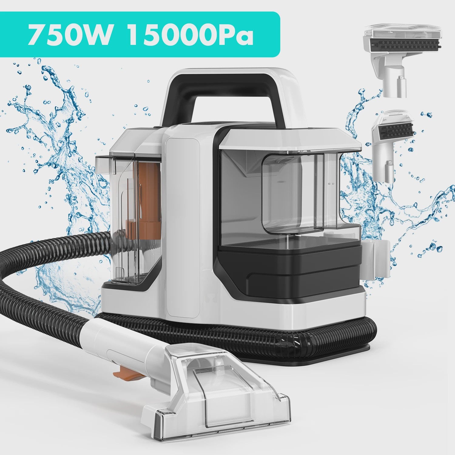 Draagbare Tapijtreiniger 750W - Krachtige Spray & Zuigfunctie voor Vlekken en Huisdieren