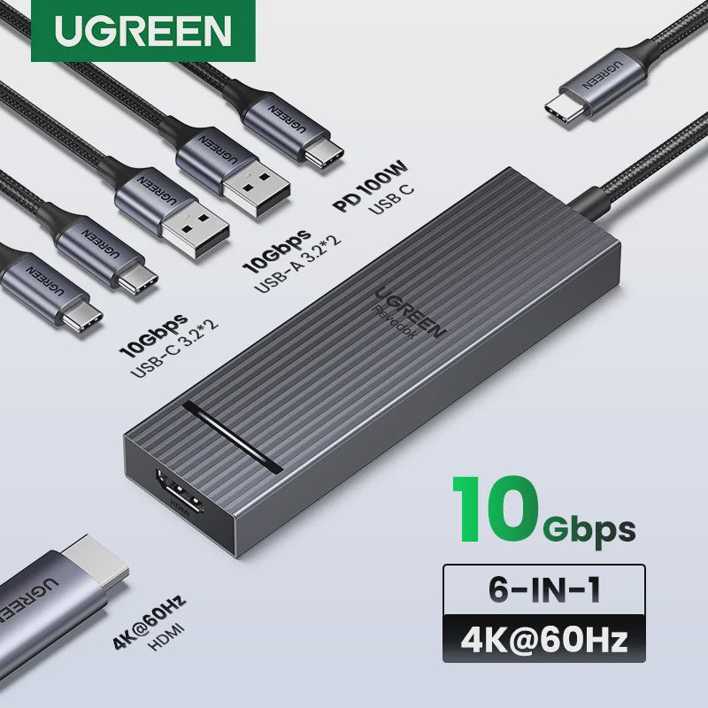 UGREEN USB-C Hub 10Gbps, 4K@60Hz HDMI, 100W PD Docking Station