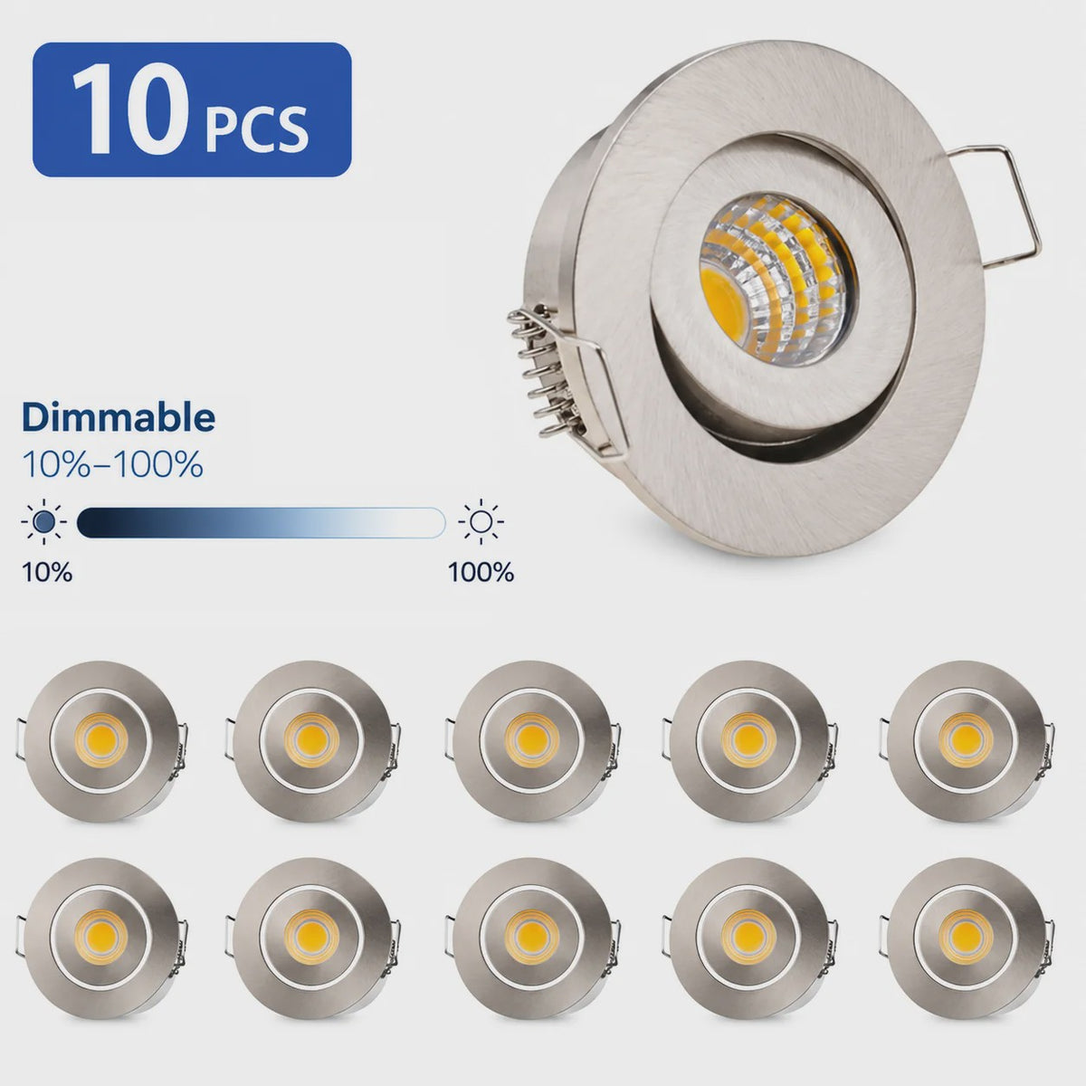 Mini LED Downlight 3W Dimbare Koel Wit 6000K Satin Nickel - SediaXL