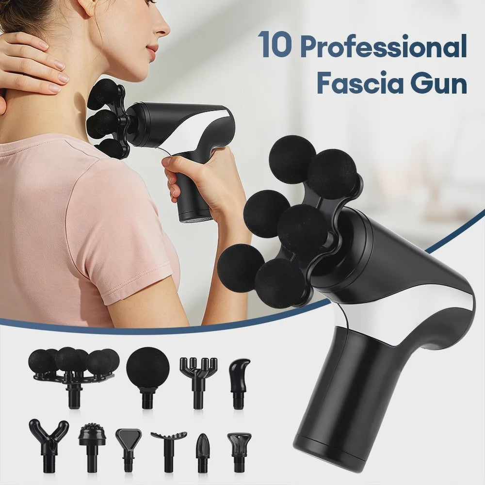 Draadloos Massagepistool met 38 standen & Intelligente Druksensor - 10 Opzetstukken