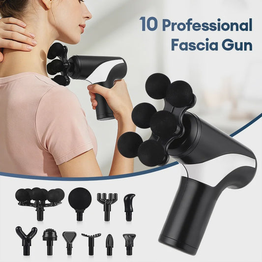 Draadloos Massagepistool met 38 standen & Intelligente Druksensor - 10 Opzetstukken