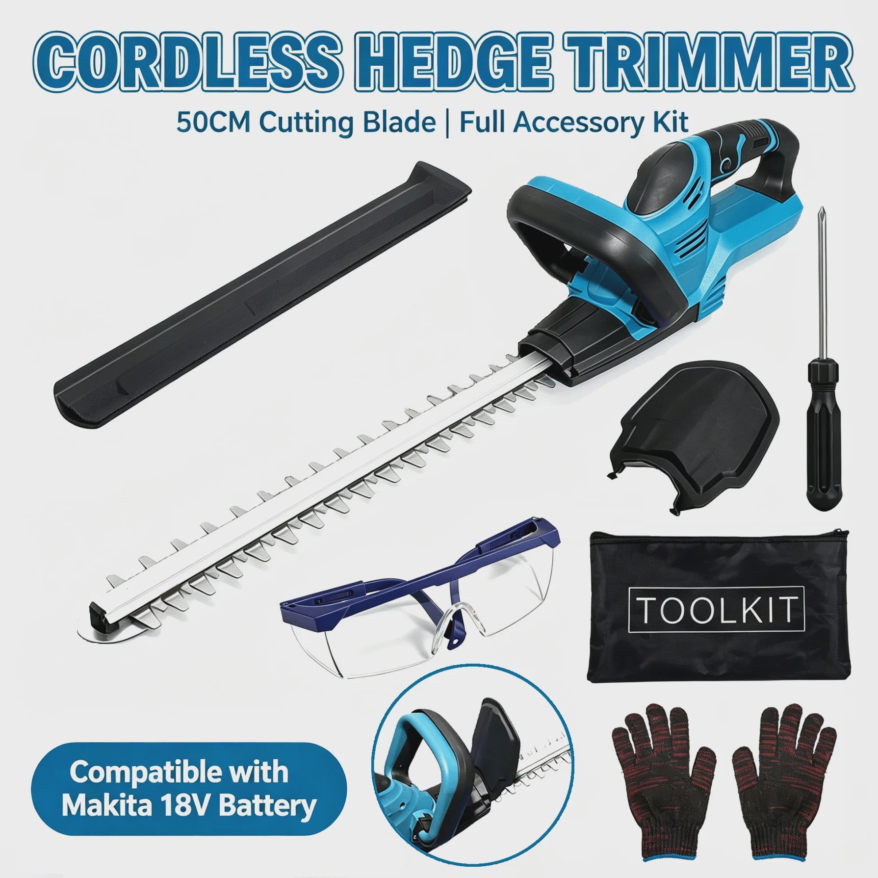 Draadloze Heggenschaar 50CM - Krachtig, Makita 18V Compatibel - Inclusief Accessoires
