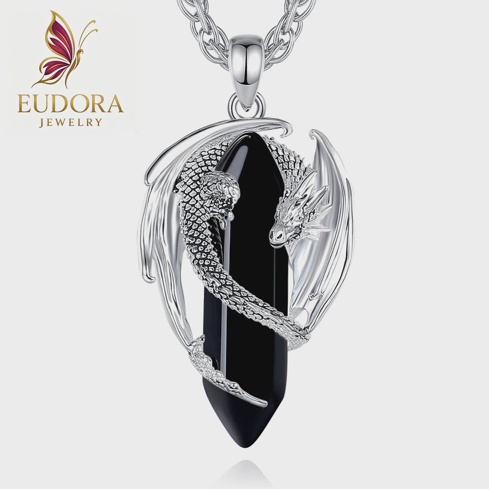 Obsidiaan Draak Ketting - Vintage Kristal Hanger met Spirituele Kracht voor Mannen en Vrouwen
