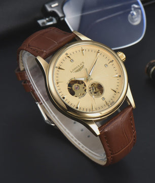 LONGLUX Heren Automatisch Skeleton Horloge - Elegant, Waterdicht & Romeinse Cijfers