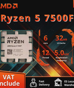 AMD Ryzen 5 7500F Processor: 6 Cores, 12 Threads, 5.0GHz, AM5 Socket - Krachtige Gaming CPU