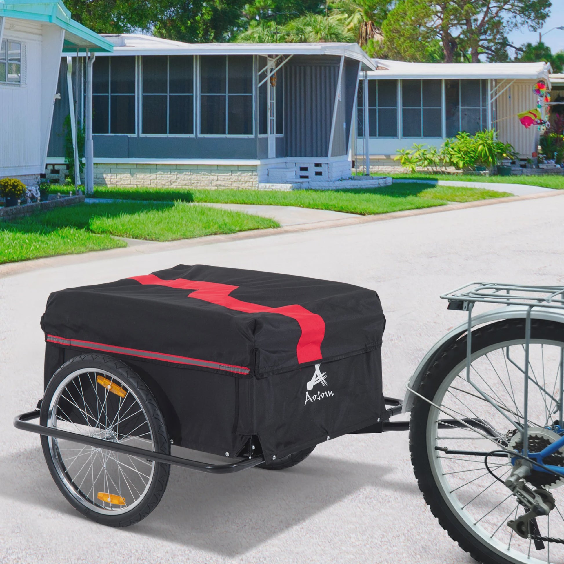 Opvouwbare Fietskar - Robuuste Cargo Trailer met 40kg Capaciteit & 20-inch Wielen - Zwart