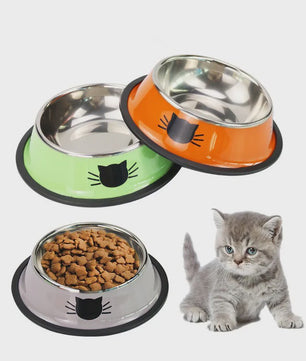 RVS Kattenvoerbak met Antislip Basis - Voer- en Waterbakje voor Kittens & Katten