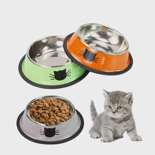 RVS Kattenvoerbak met Antislip Basis - Voer- en Waterbakje voor Kittens & Katten