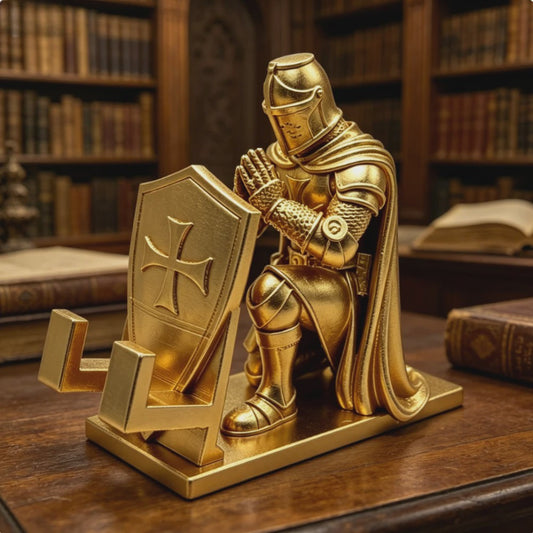 Middeleeuwse Templar Ridder Telefoonhouder - Uniek Bureau Decor & Cadeau