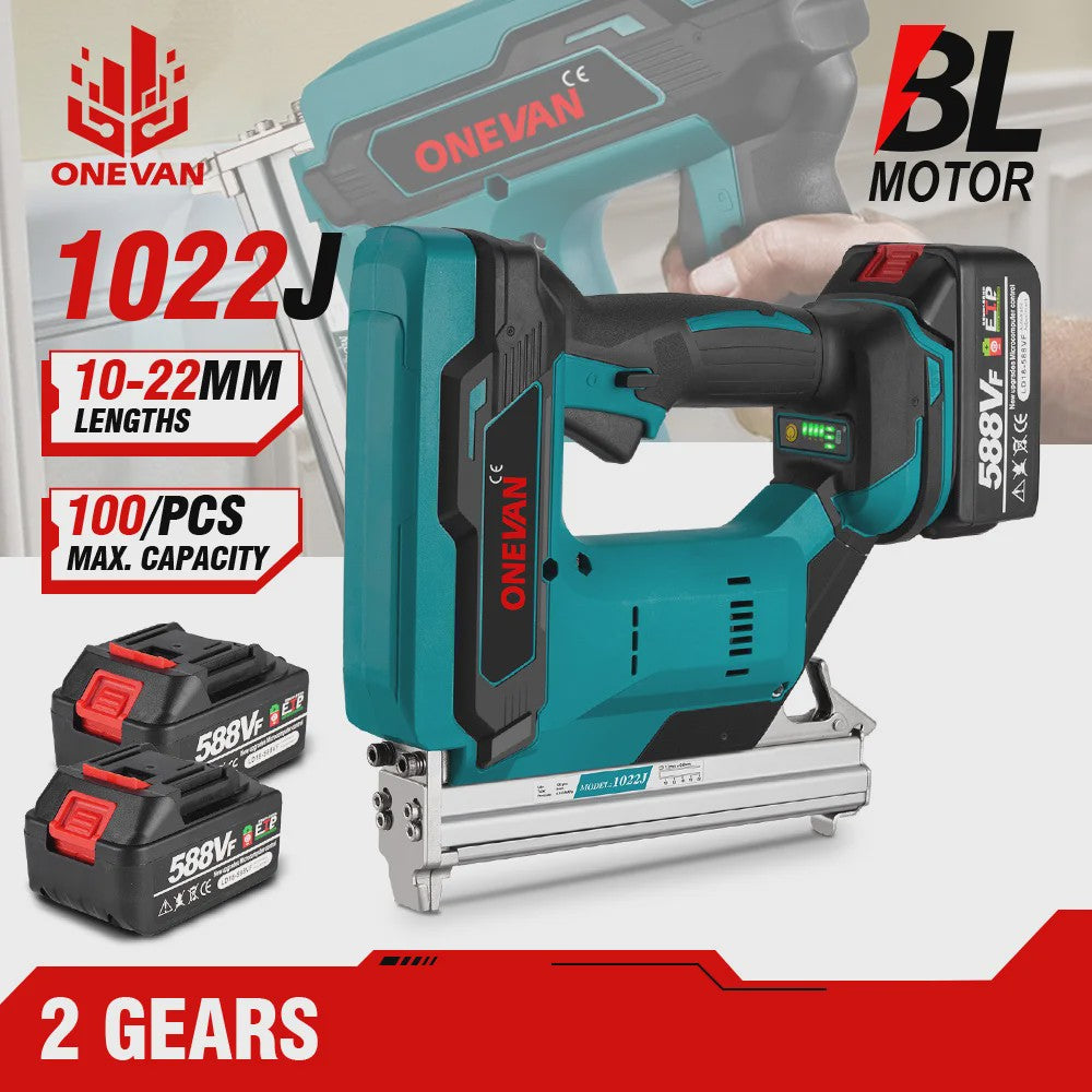 ONEVAN Accu Tacker 1022J - Borstelloze Motor, 2 Versnellingen, Makita 18V Compatibel