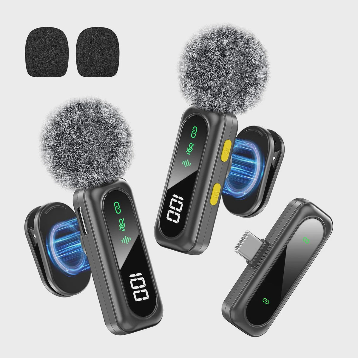 Draadloze Lavalier Microfoon Set met LED Display - Plug & Play voor Content Creators