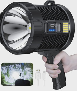 Krachtige Oplaadbare LED Spotlight 900.000 Lumen met Solar & Powerbank Functie