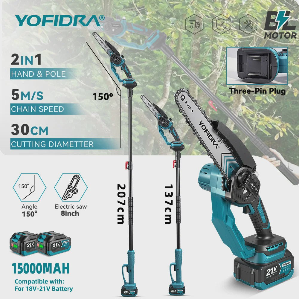 YOFIDRA Telescopische Accu Kettingzaag - 8 Inch Snoerloos Snoeien in Tuin en Boom