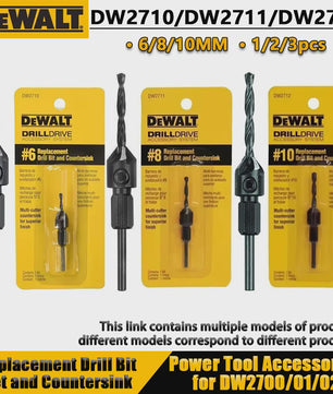 DEWALT DW2710/DW2711/DW2712 Vervangende Boor- en Verzinkset 6/8/10MM