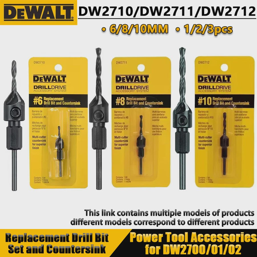 DEWALT DW2710/DW2711/DW2712 Vervangende Boor- en Verzinkset 6/8/10MM