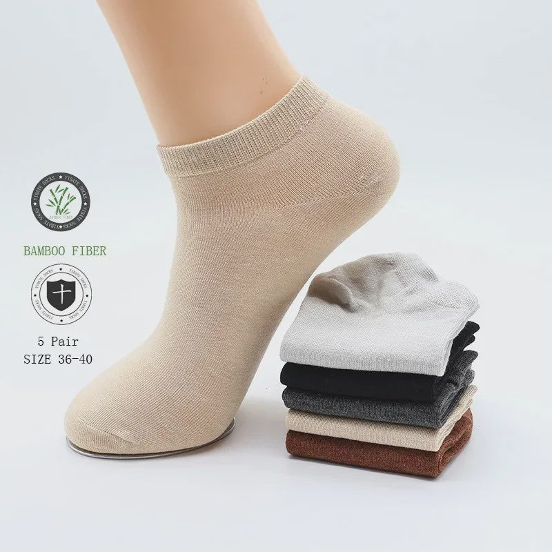 5 Paar Bamboevezel Enkel Sokken Dames - Ademend & Comfortabel Zomer