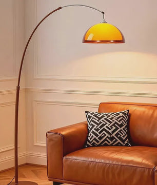 Vintage Boog Plafondlamp Oranje Acryl Kap - Verstelbare Leeslamp