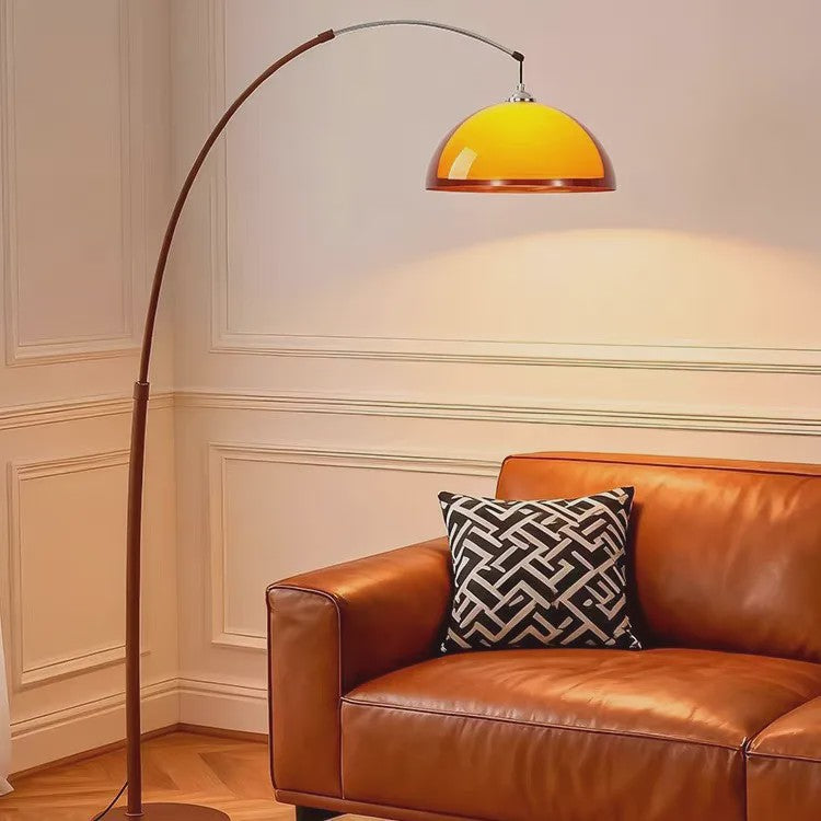 Vintage Boog Plafondlamp Oranje Acryl Kap - Verstelbare Leeslamp