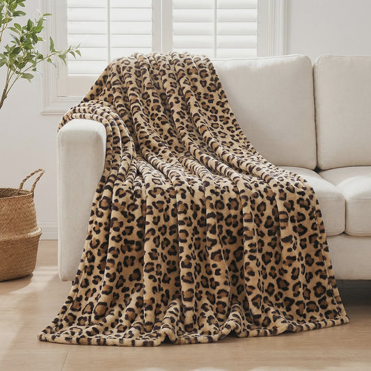 Luxe Leopard Print Fleece Plaid - Zacht & Warm voor Bank en Sofa