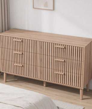 Nordic Stijl Ladekast met 6 Laden - Licht Hout Sideboard Meubel