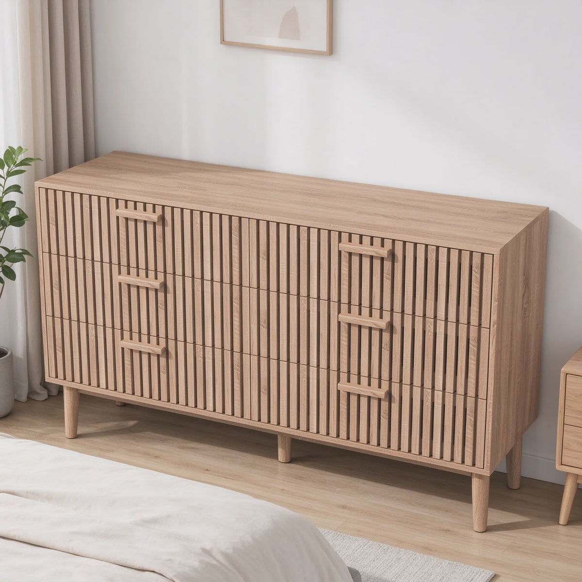Nordic Stijl Ladekast met 6 Laden - Licht Hout Sideboard Meubel