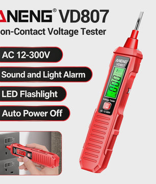 ANENG VD807 Spanningsmeter Pen: 12-300V AC, Contact/Non-Contact Nul/Fase Detector met LED Zaklamp