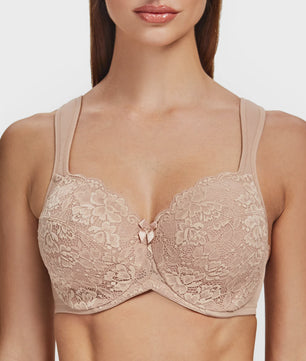 Comfortabele Volledige Dekking Minimizer BH met Kant en Gewatteerde Bandjes - Plus Size