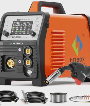 HITBOX MIG200 Lasapparaat: 7-in-1 MIG/MMA/TIG/Spot met LED Display - Ideaal voor ZZP'ers en MKB