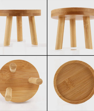 Houten Plantenstandaard Bloempot Voet Krukje - Decoratief en Stabiel voor Binnen en Buiten
