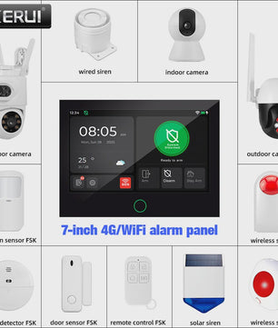 KERUI 4G/WiFi GSM Home Alarm Systeem met 7-inch Touchscreen & Tuya Compatibiliteit