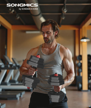 SONGMICS Verstelbare Dumbbell Set - Hexagon Vorm, 20kg Totaal Gewicht, Ideaal voor Krachttraining