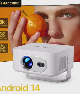 Magcubic HY300Max: Draagbare Projector met Android 14, 400 ANSI, 8K Ondersteuning, Auto Focus & WiFi6