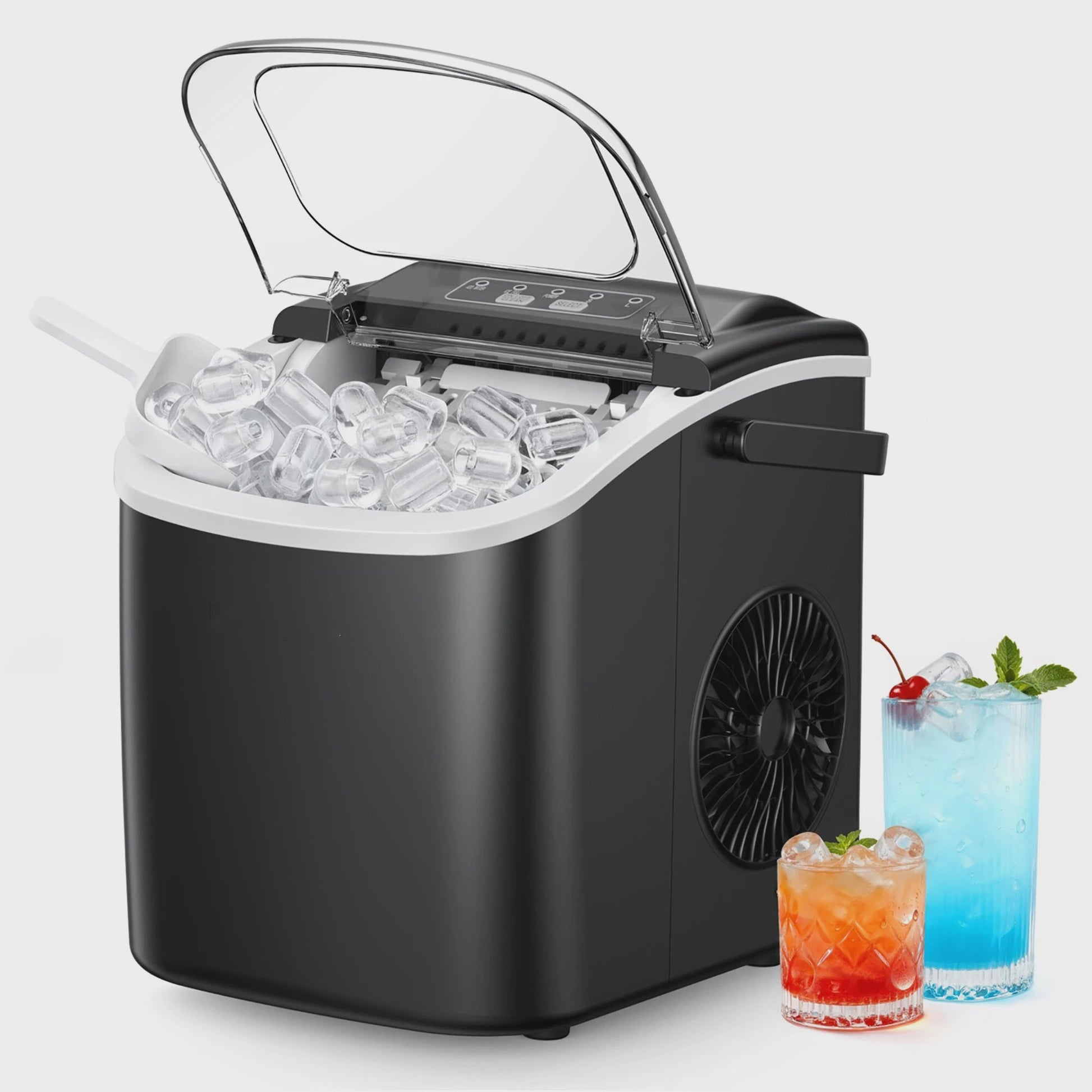 Compacte IJsblokjesmachine: 12kg/24u, Snel ijs in 6 min, Zelfreinigend, Draagbaar, Stil & RVS Look
