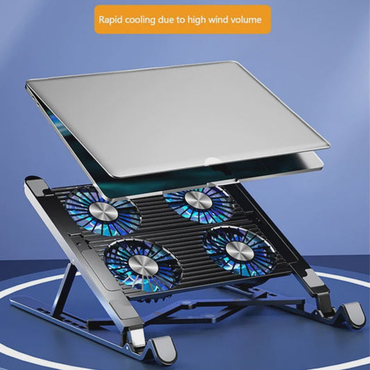 Opvouwbare Laptop Koeler Stand met 4 Ventilatoren - Verstelbaar & Draagbaar
