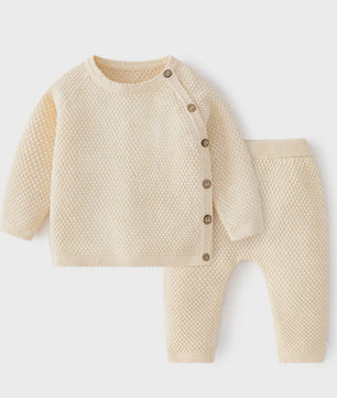 Zachte Katoenen Babykleding Set: Gebreide Trui & Broek voor Lente & Pyjama - Jongen/Meisje