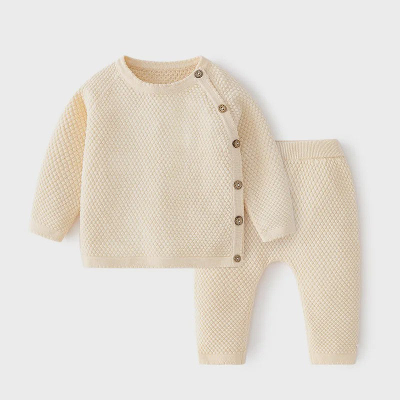 Zachte Katoenen Babykleding Set: Gebreide Trui & Broek voor Lente & Pyjama - Jongen/Meisje
