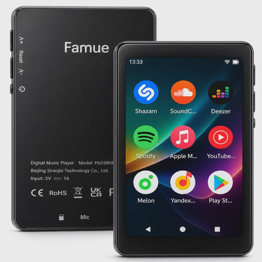 Famue PA03 Android MP3/MP4 Speler - 48GB, WiFi, Lossless Audio & App Downloads