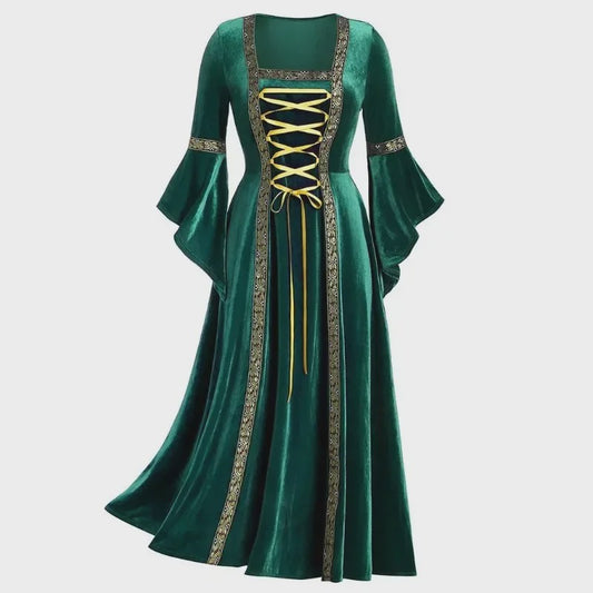 Middeleeuwse Gothic Jurk met Bandage Detail - Perfect voor Halloween Cosplay en Feesten