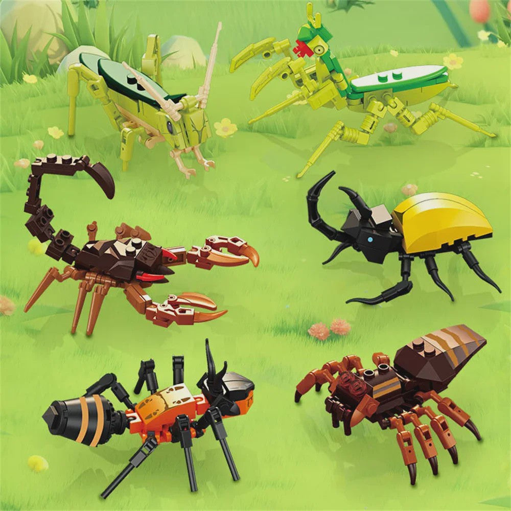 Bouwblokken Insecten Set: Vlinder, Bij, Mier, Sprinkhaan & Meer - Educatief Speelgoed voor Kinderen