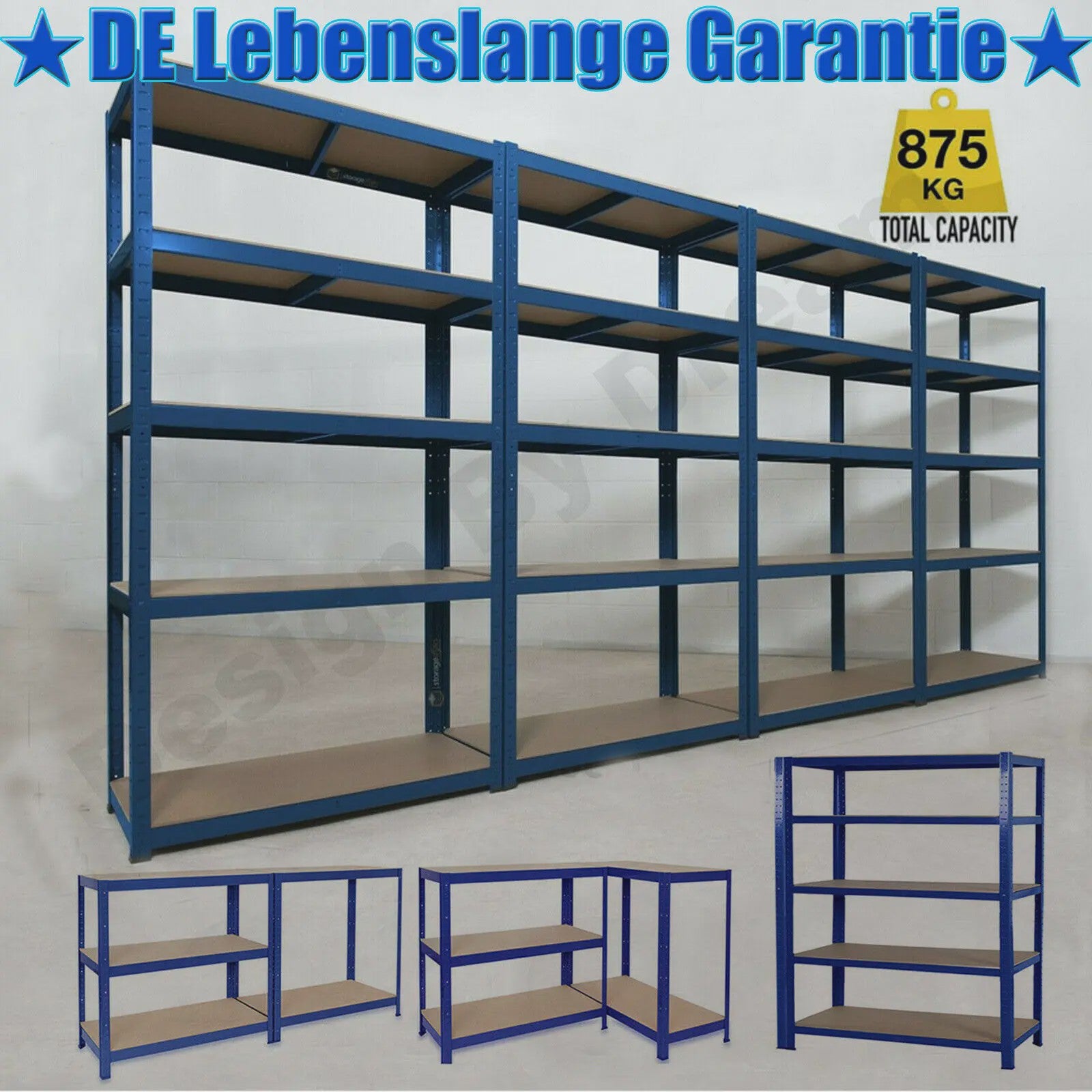 DayPlus Storage Shelving Heavy Duty Adjustable Boltless Garage Metal Shelf, Workshop Shelf, Max Load 875kg,Easy Installation