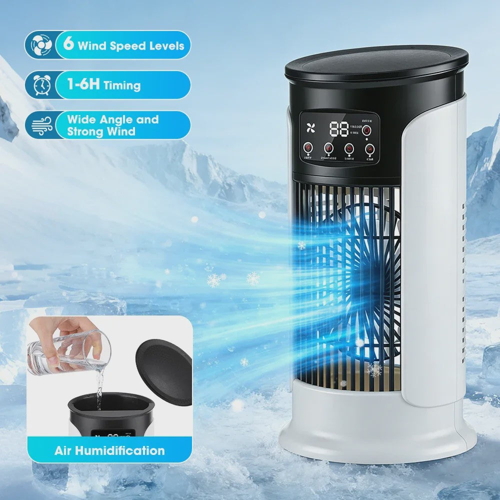 3-in-1 Draagbare Aircooler met Ventilator, Luchtbevochtiger en LED Nachtlampje - 6 Snelheden