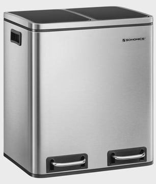 RVS Afvalscheidingsbak met 2x15L Emmer en Voetpedaal - 30L