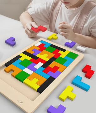 Houten Tangram Puzzel voor Kinderen - Kleurrijk Montessori Leerspel